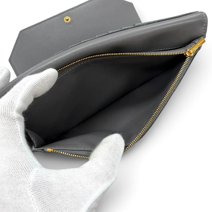 Excellent BALENCIAGA Purse envelope Long wallet black leather mens 743220