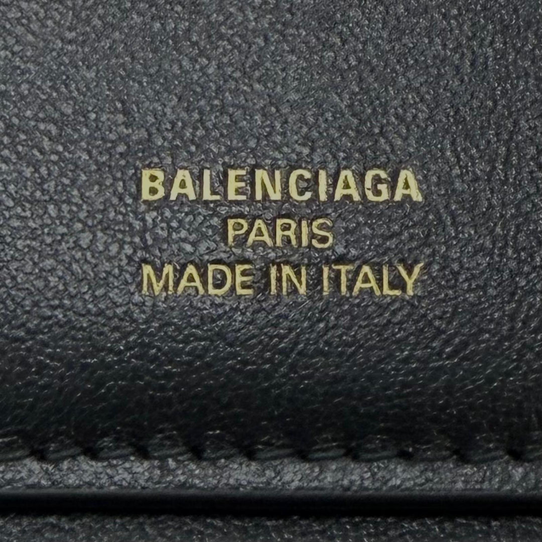 Excellent BALENCIAGA Purse envelope Long wallet black leather mens 743220