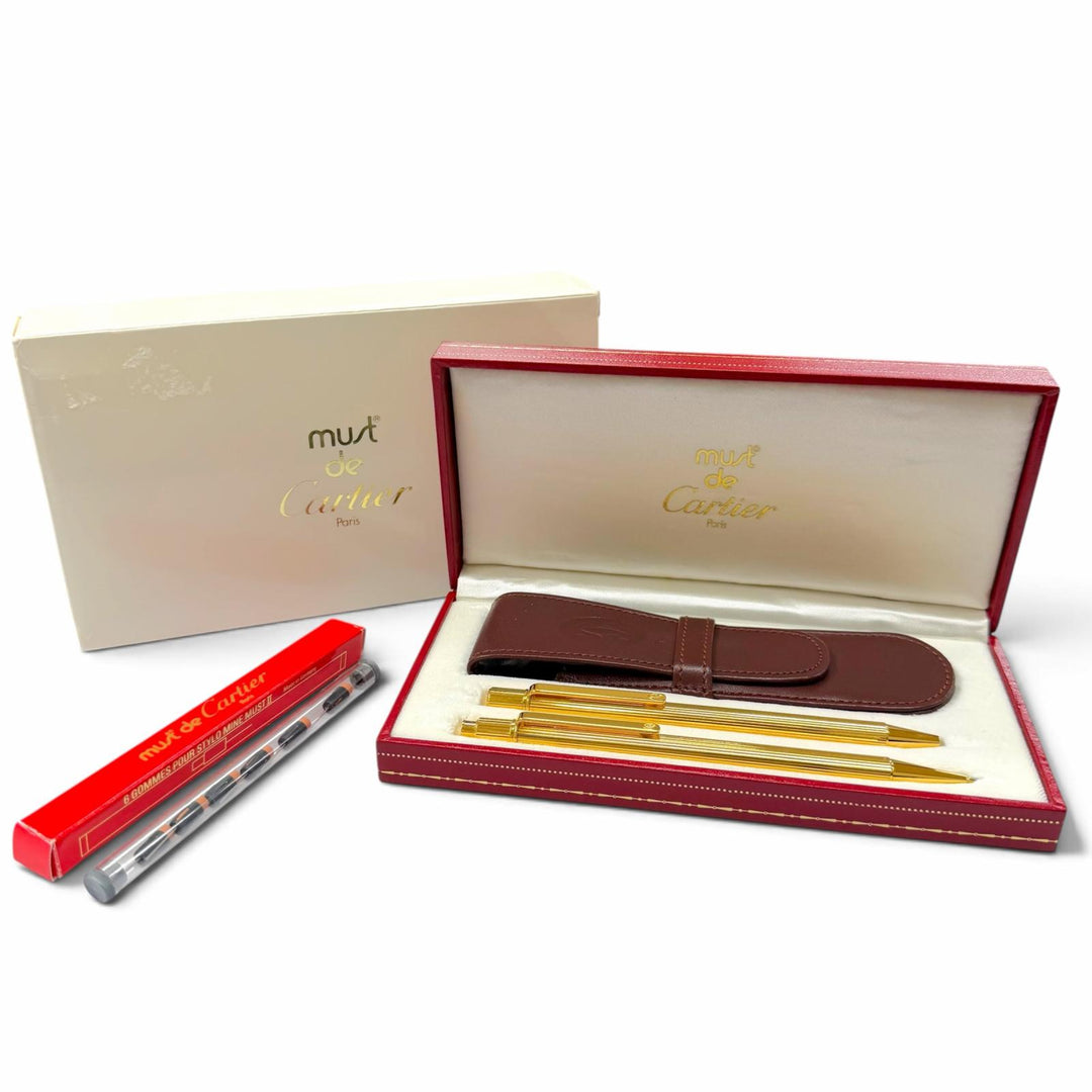 Excellent Cartier Must Do Cartier Striped Ballpoint Pen Mechanical Pencil Set