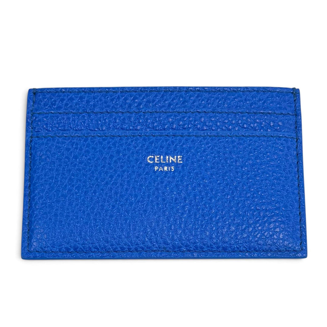 Excellent CELINE Card Case Logo-emblazoned leather card holder blue 10N763GTH