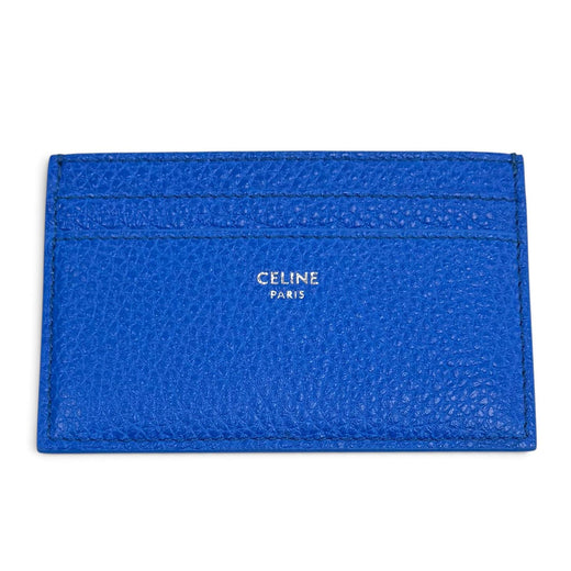 Excellent CELINE Card Case Logo-emblazoned leather card holder blue 10N763GTH