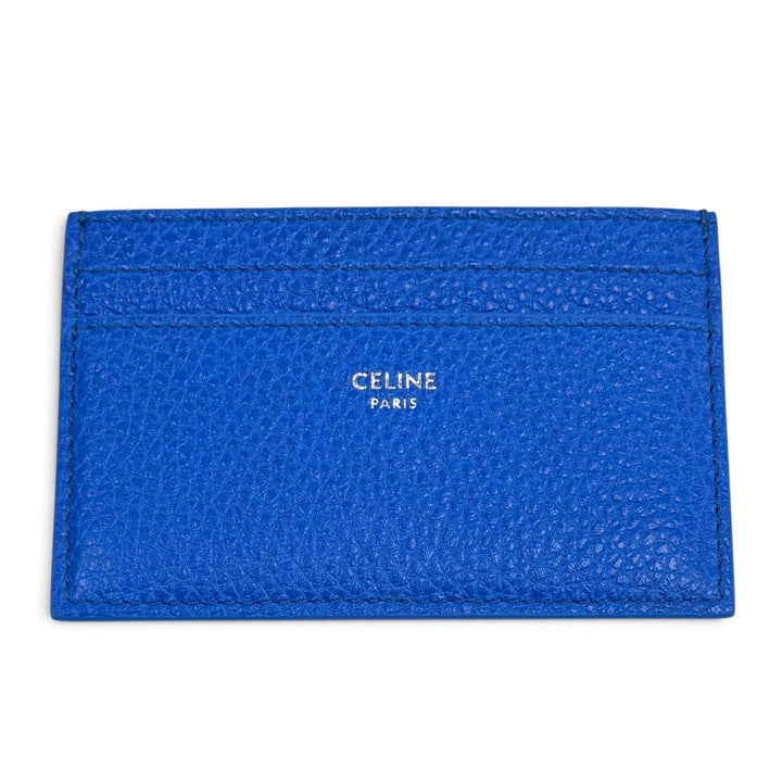Excellent CELINE Card Case Logo-emblazoned leather card holder blue 10N763GTH