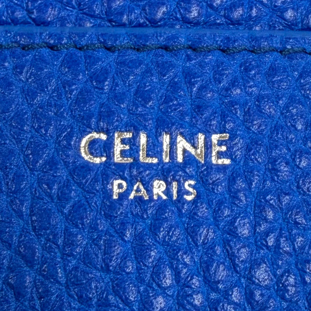 Excellent CELINE Card Case Logo-emblazoned leather card holder blue 10N763GTH