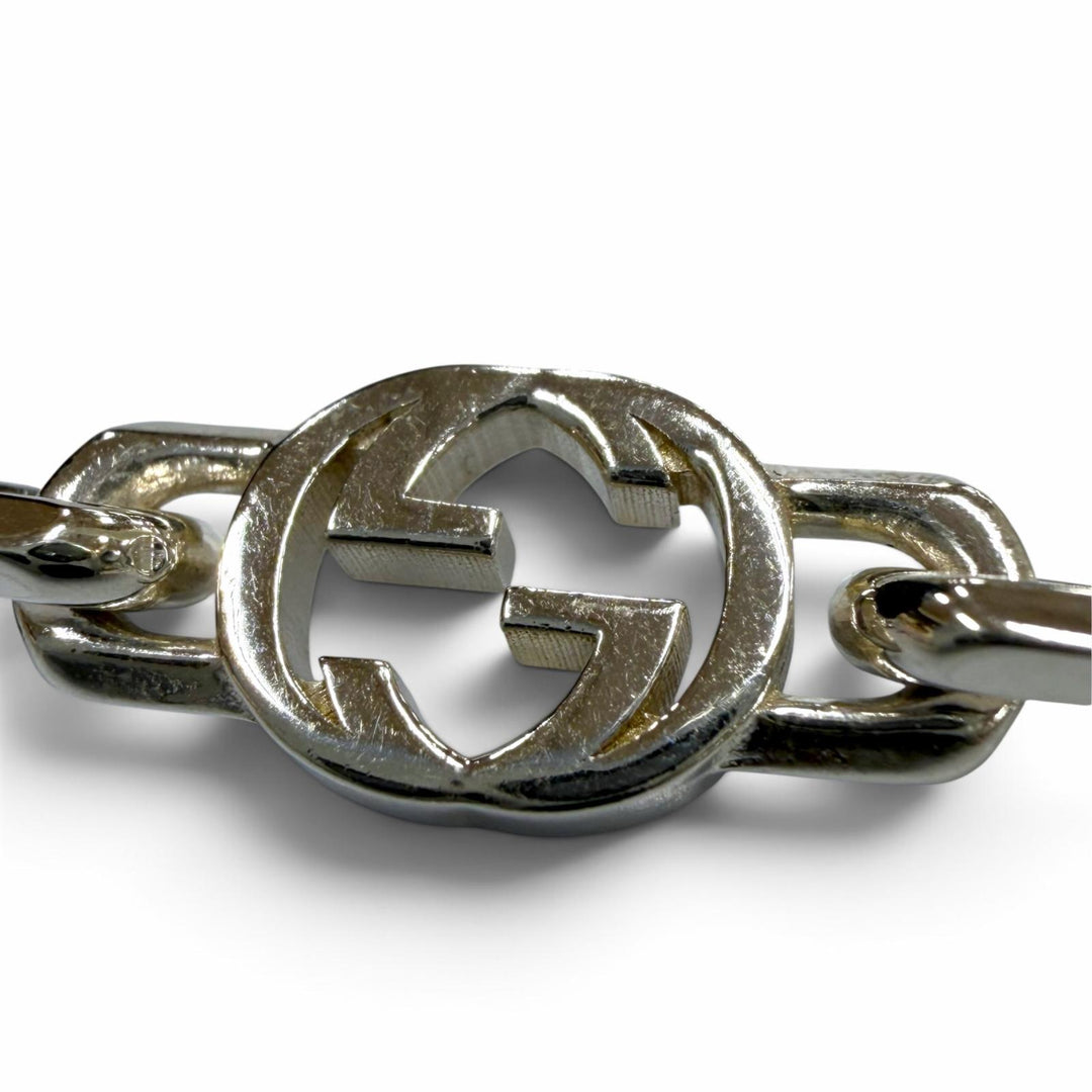 Great GUCCI Necklace Interlocking G Silver AG925 mens 759703