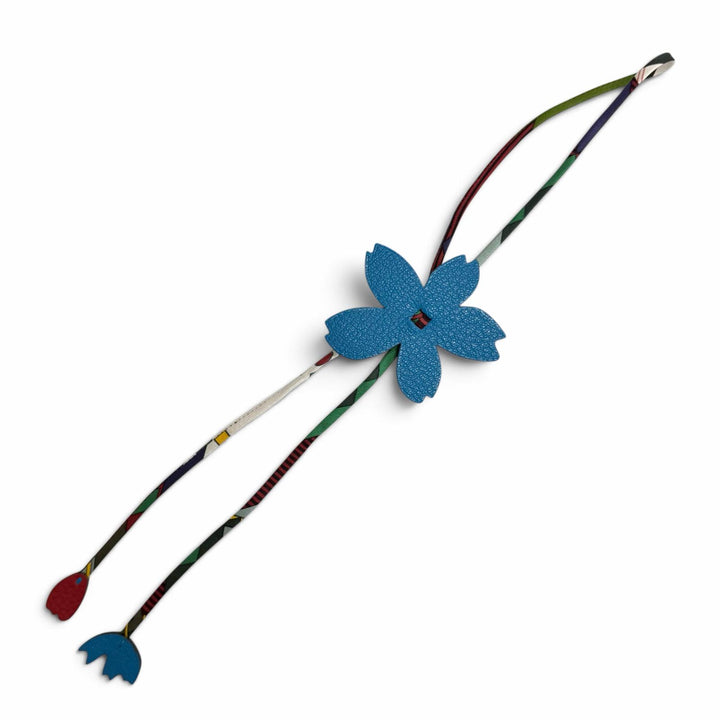 Excellent HERMES charm Petit H Sakura Cherry Blossom blue ABH519