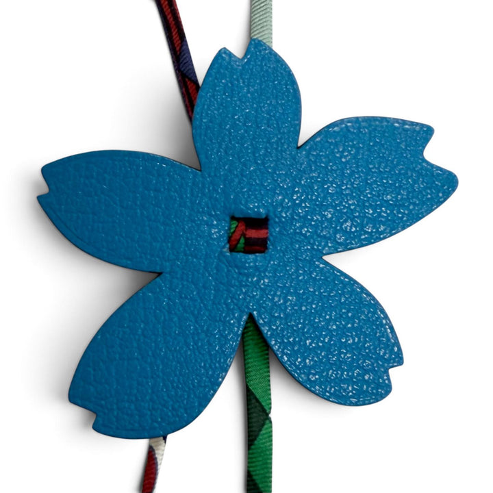 Excellent HERMES charm Petit H Sakura Cherry Blossom blue ABH519