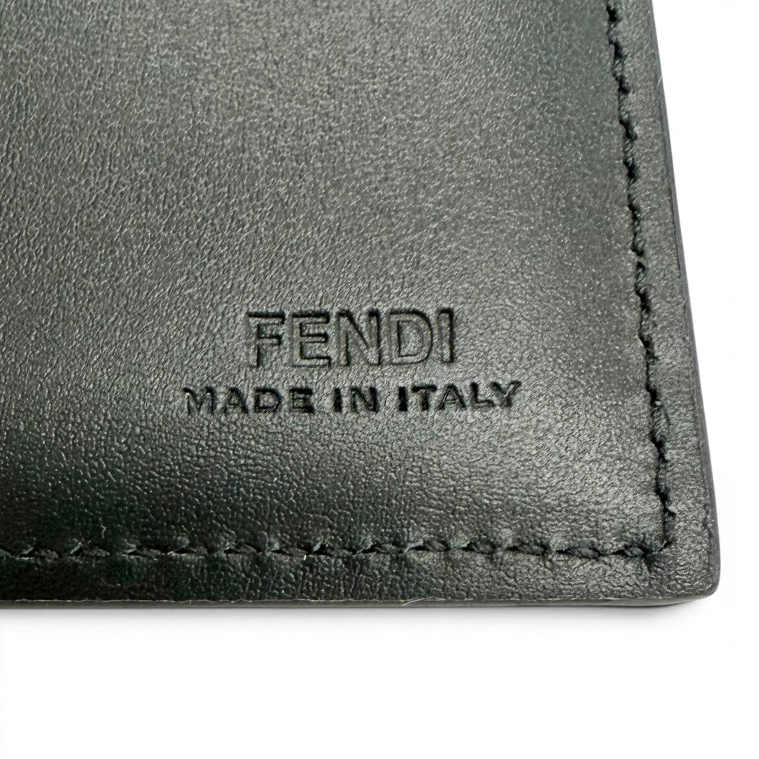 Pristine FENDI Bifold Wallet Fendi Shadow Logo Compact Wallet Billfold black