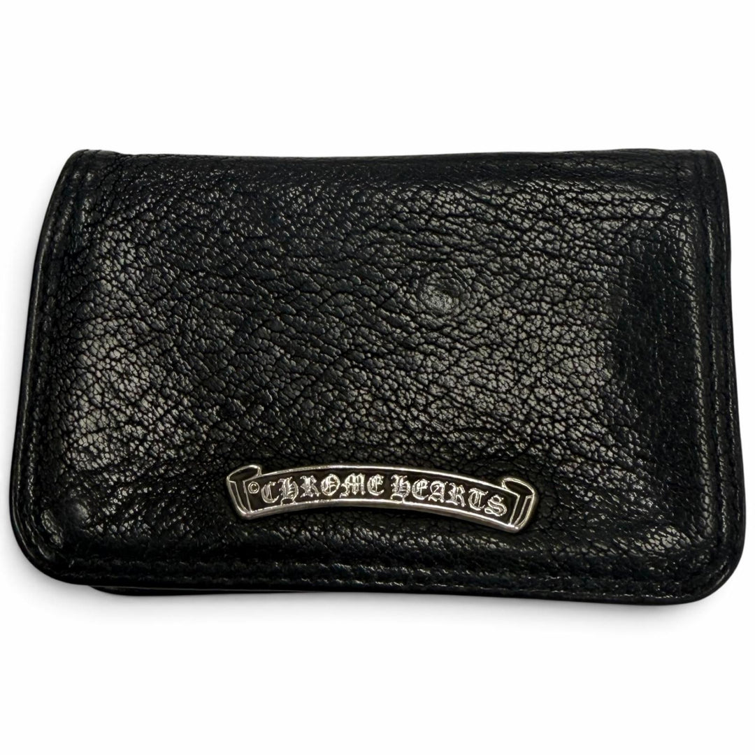 Very Good CHROME HEARTS Card Case CARD CASE Scroll labels with grommets black
