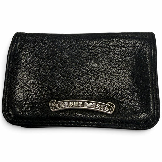 Very Good CHROME HEARTS Card Case CARD CASE Scroll labels with grommets black