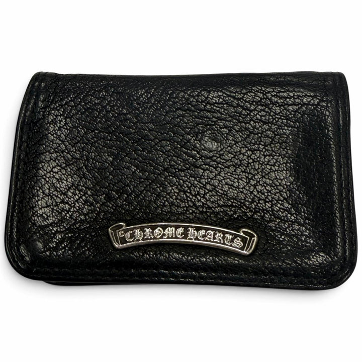 Very Good CHROME HEARTS Card Case CARD CASE Scroll labels with grommets black