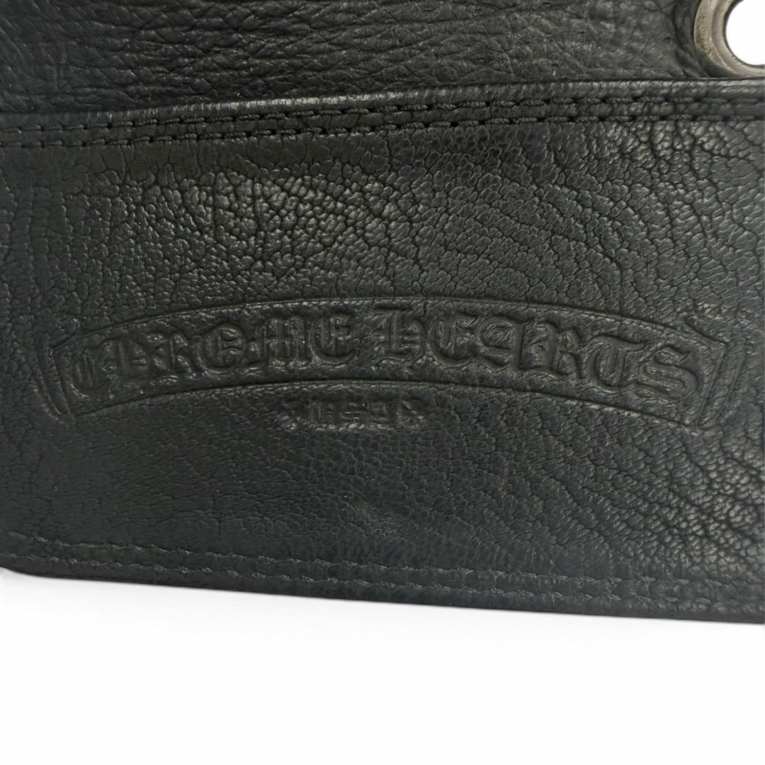 Very Good CHROME HEARTS Card Case CARD CASE Scroll labels with grommets black