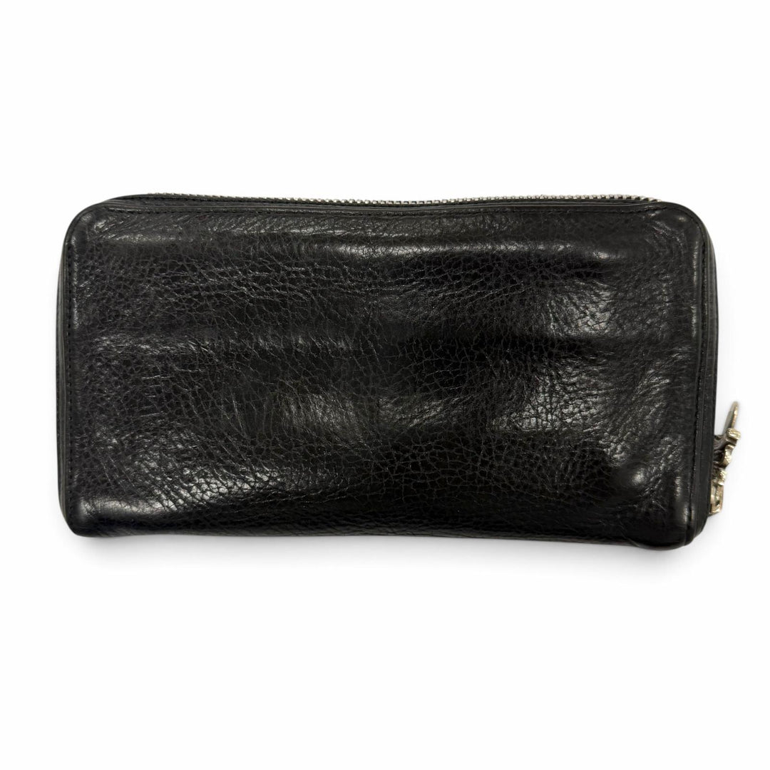 Very Good CHROME HEARTS Purse REC F ZIP PLANE black leather mens