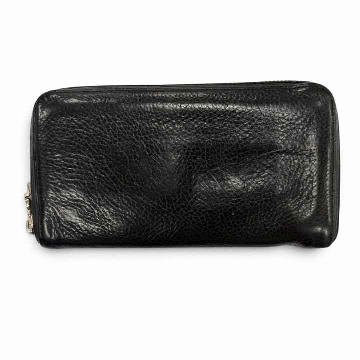Very Good CHROME HEARTS Purse REC F ZIP PLANE black leather mens