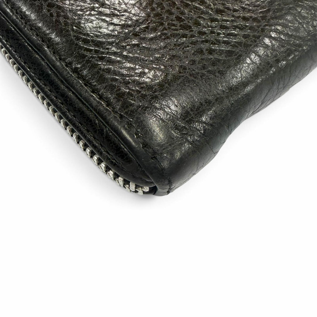 Very Good CHROME HEARTS Purse REC F ZIP PLANE black leather mens