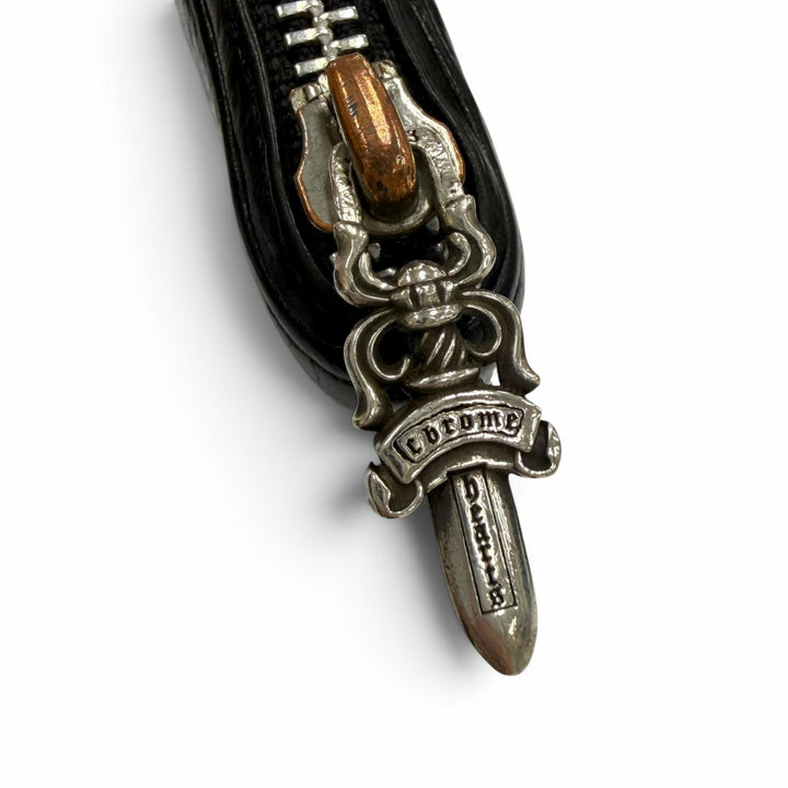Very Good CHROME HEARTS Purse REC F ZIP PLANE black leather mens