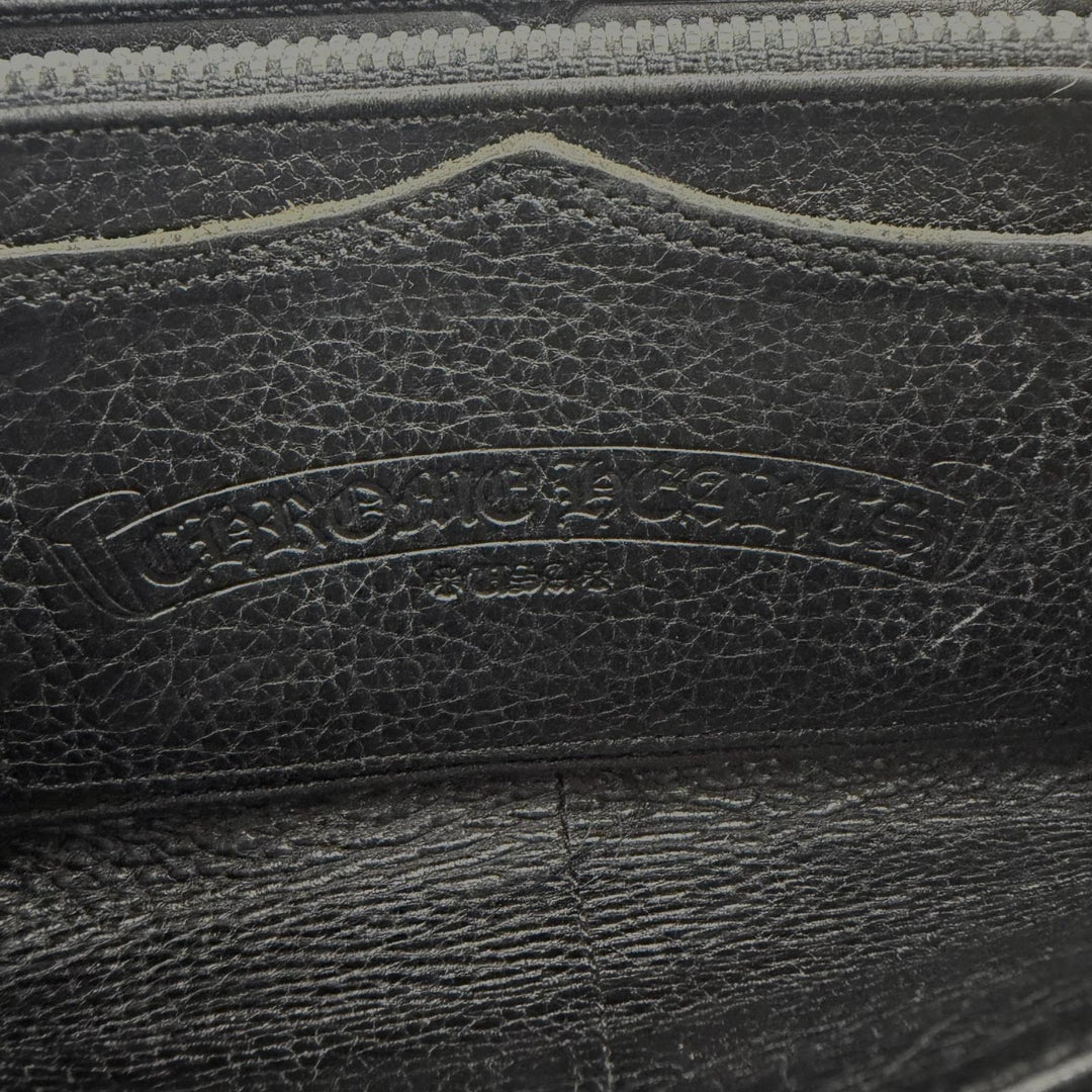Very Good CHROME HEARTS Purse REC F ZIP PLANE black leather mens
