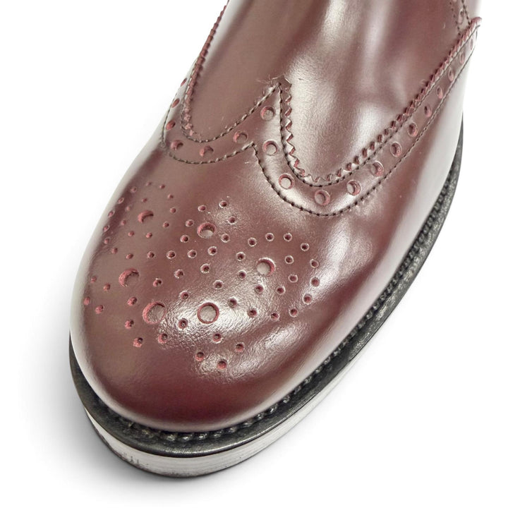 Excellent HERMES Ankle boots Wingtip Chelsea Boots Bordeaux leather Women 35