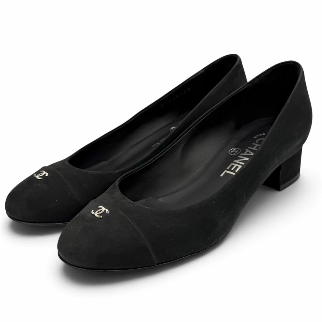 Great CHANEL pumps COCO Mark Chunky Heel Nubuck Leather 35.5 G28429