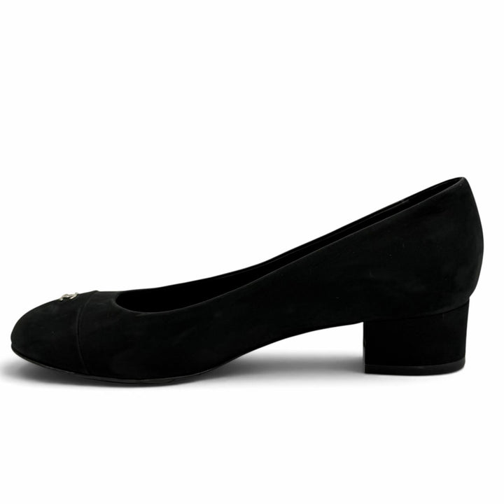 Great CHANEL pumps COCO Mark Chunky Heel Nubuck Leather 35.5 G28429