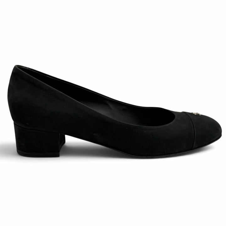 Great CHANEL pumps COCO Mark Chunky Heel Nubuck Leather 35.5 G28429