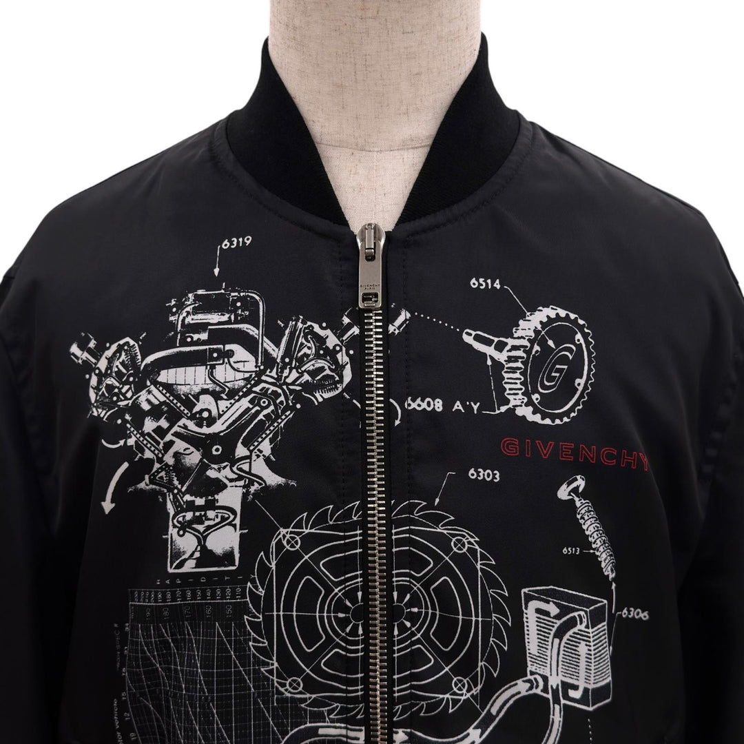 Excellent GIVENCHY Jacket Schematics Printed Blouson Bomber Jacket black Nylon