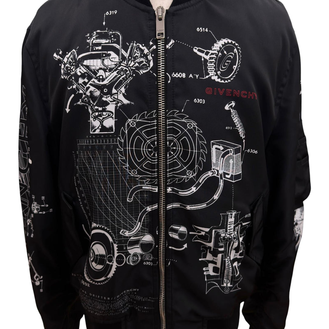 Excellent GIVENCHY Jacket Schematics Printed Blouson Bomber Jacket black Nylon