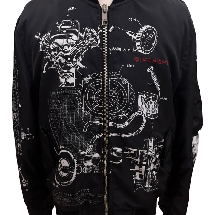 Excellent GIVENCHY Jacket Schematics Printed Blouson Bomber Jacket black Nylon