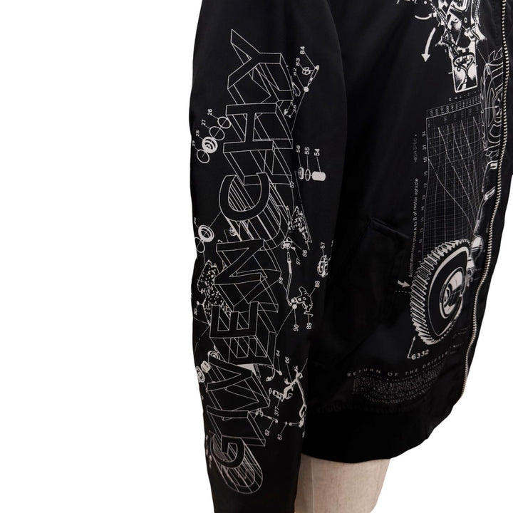 Excellent GIVENCHY Jacket Schematics Printed Blouson Bomber Jacket black Nylon