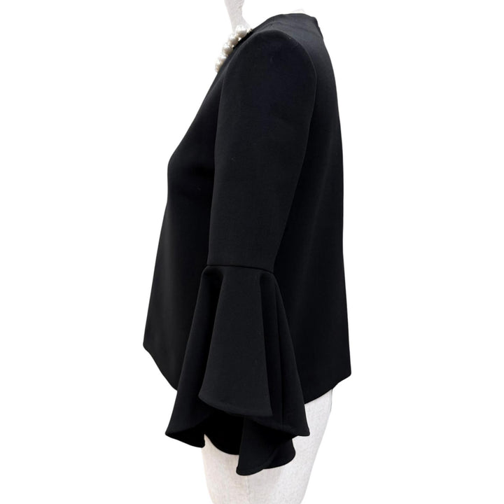 Excellent YOKO CHAN tops Faux pearl blouse black polyester Women 36 YCB-319-153H