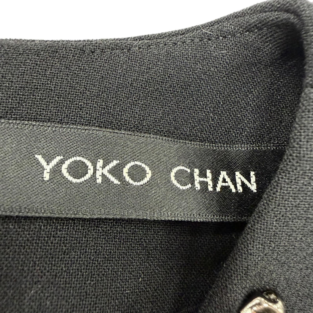 Excellent YOKO CHAN tops Faux pearl blouse black polyester Women 36 YCB-319-153H