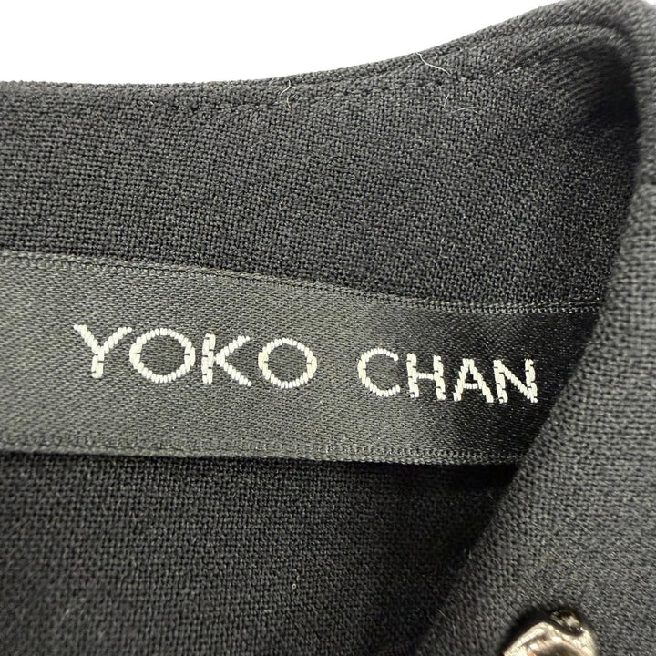 Excellent YOKO CHAN tops Faux pearl blouse black polyester Women 36 YCB-319-153H