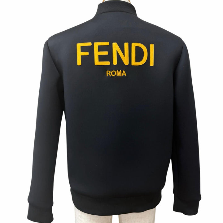Excellent FENDI Blouson Bonded fabric bomber jacket with back logo