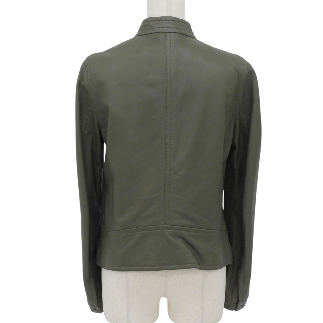 Great COACH leather jacket Stand collar khaki Sheep leather Women S