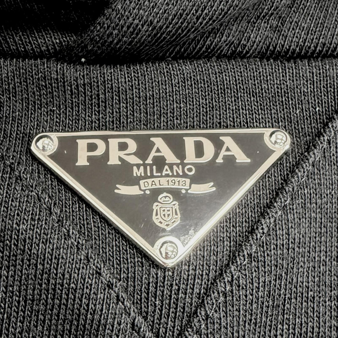 Great PRADA hoodie Re-Nylon Triangle Logo Pullover black Recycled nylon
