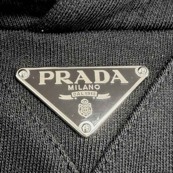 Great PRADA hoodie Re-Nylon Triangle Logo Pullover black Recycled nylon