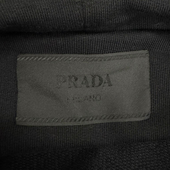 Great PRADA hoodie Re-Nylon Triangle Logo Pullover black Recycled nylon