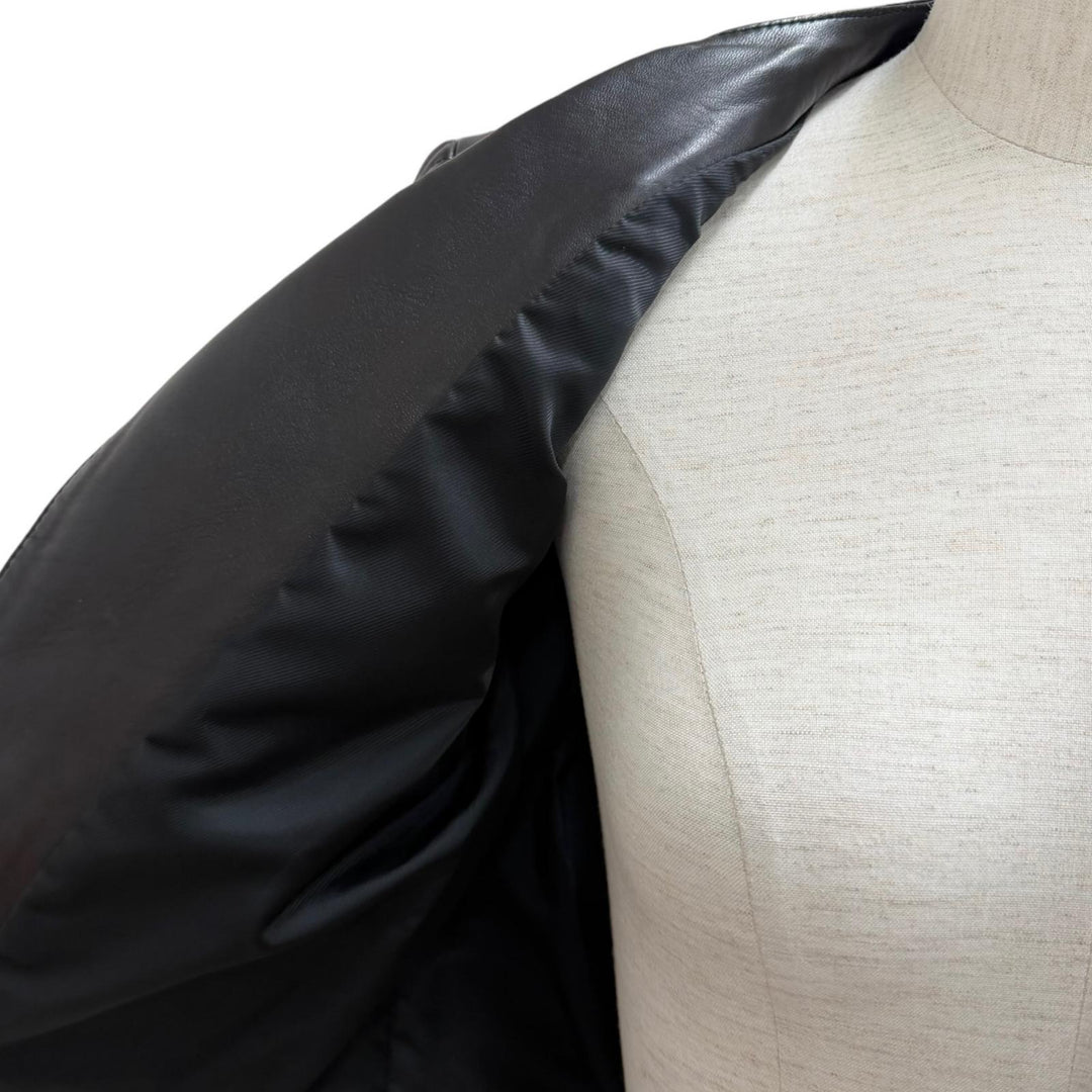 Great BALENCIAGA Leather jacket Quilting design black Sheep leather 36 301194