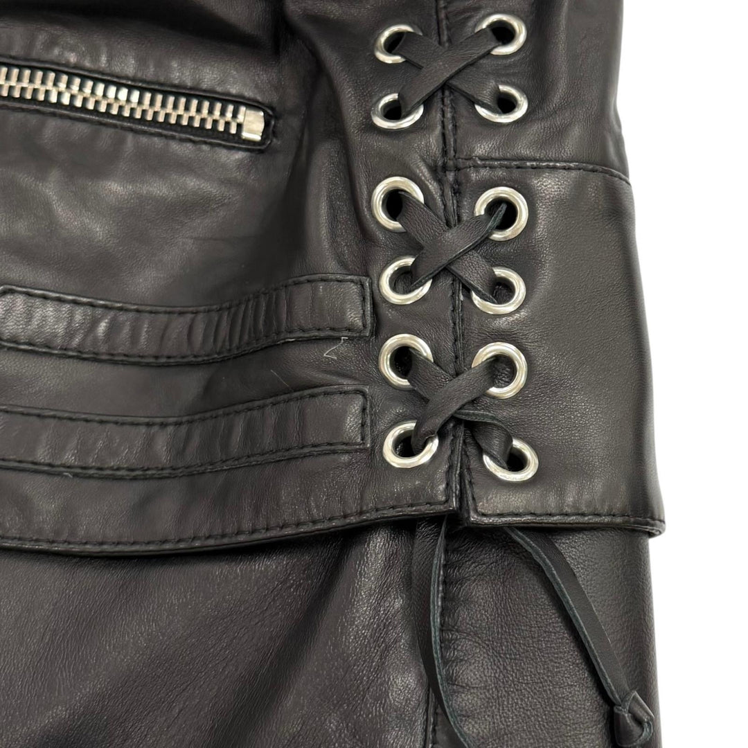 Great BALENCIAGA Leather jacket Quilting design black Sheep leather 36 301194