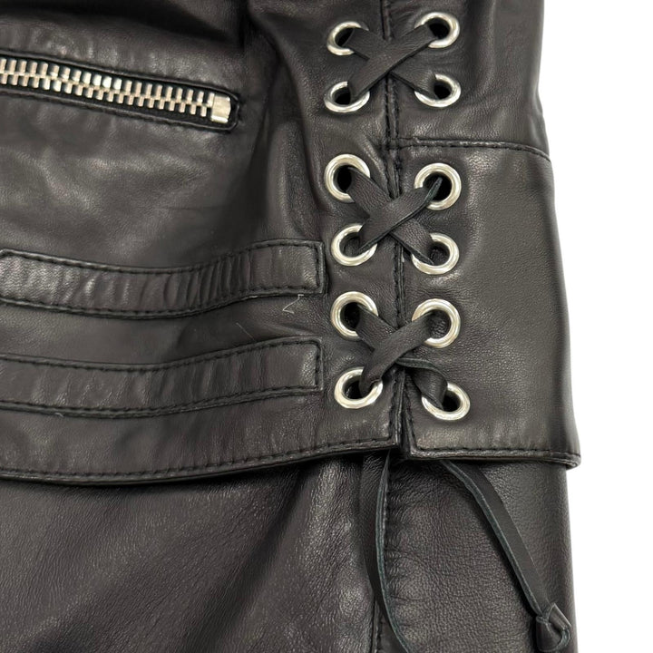 Great BALENCIAGA Leather jacket Quilting design black Sheep leather 36 301194