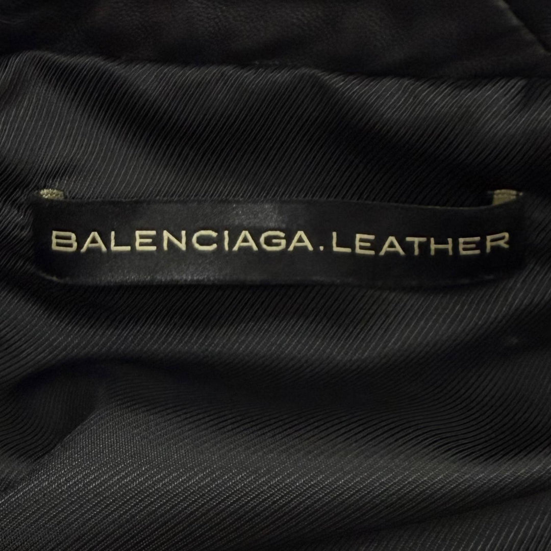 Great BALENCIAGA Leather jacket Quilting design black Sheep leather 36 301194