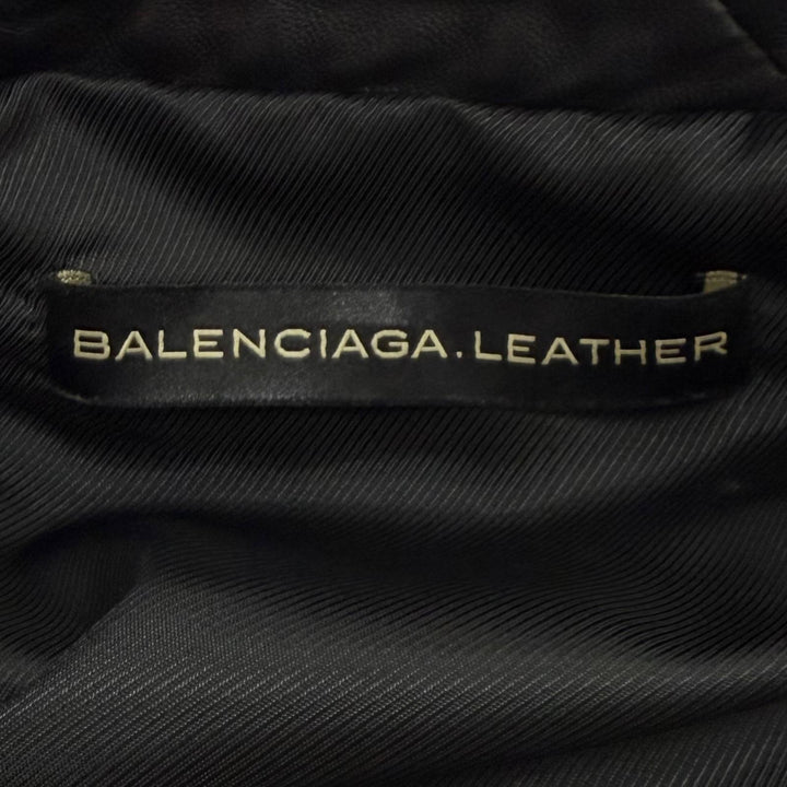Great BALENCIAGA Leather jacket Quilting design black Sheep leather 36 301194