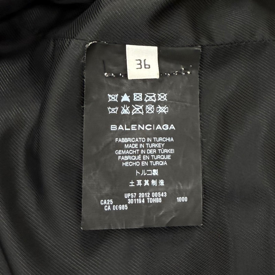 Great BALENCIAGA Leather jacket Quilting design black Sheep leather 36 301194
