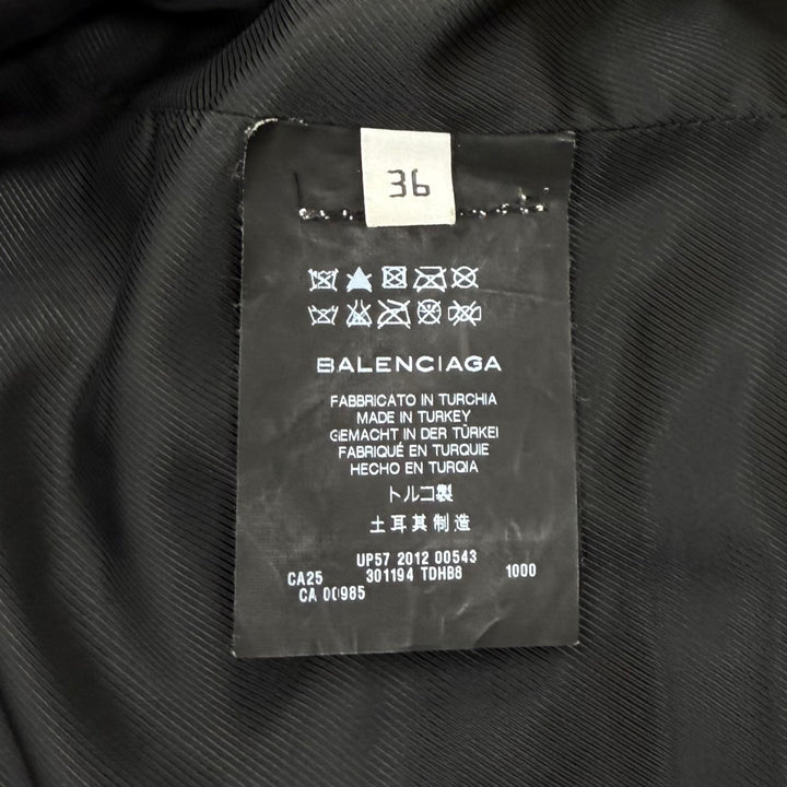 Great BALENCIAGA Leather jacket Quilting design black Sheep leather 36 301194