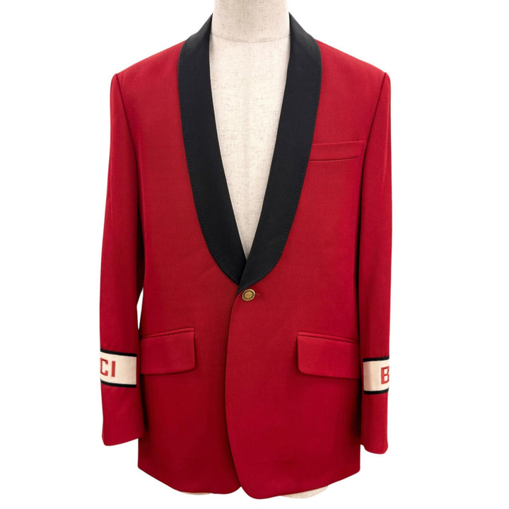 Excellent GUCCI tailored jacket Colorblock single-breasted Red wool 568655