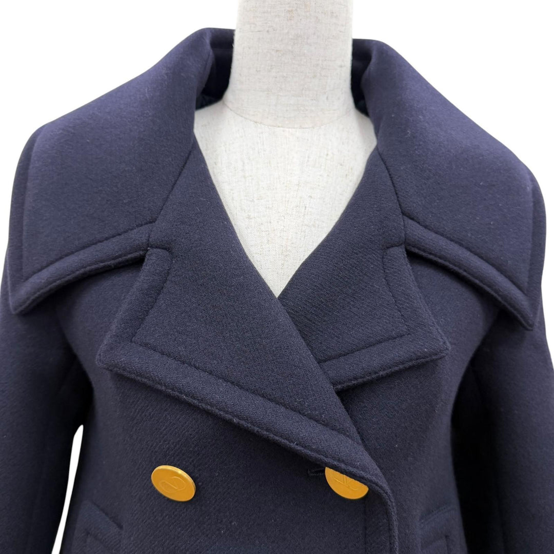 Great VALENTINO coat V logo, gold buttons, double-breasted jacket Navy 38