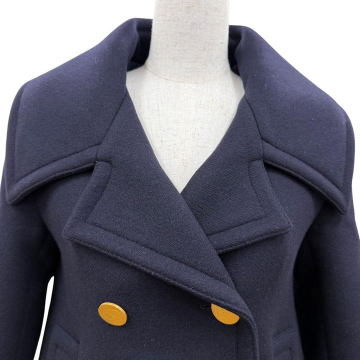 Great VALENTINO coat V logo, gold buttons, double-breasted jacket Navy 38