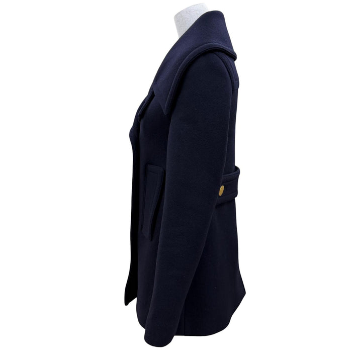 Great VALENTINO coat V logo, gold buttons, double-breasted jacket Navy 38