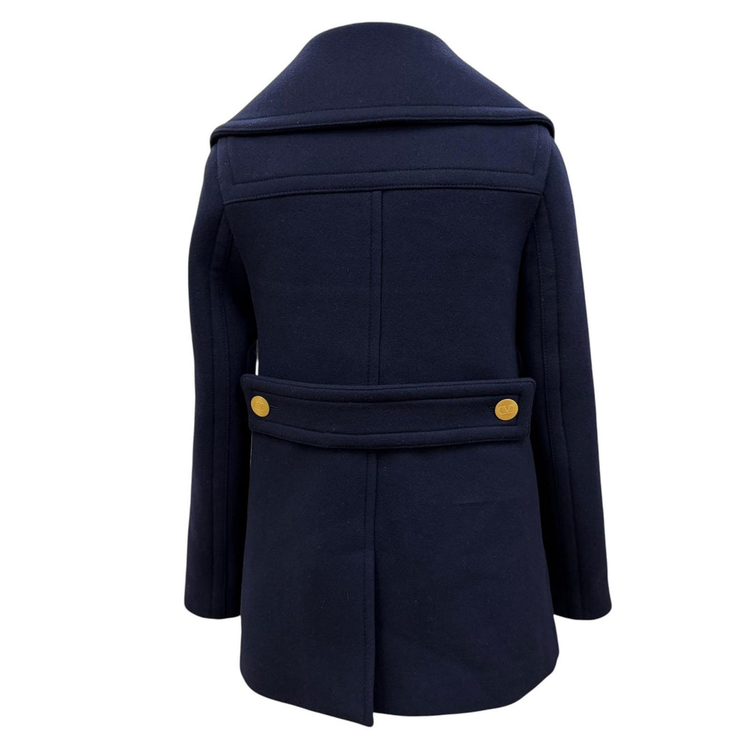 Great VALENTINO coat V logo, gold buttons, double-breasted jacket Navy 38