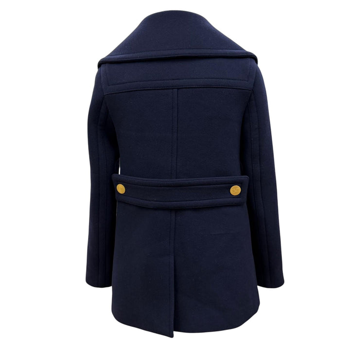 Great VALENTINO coat V logo, gold buttons, double-breasted jacket Navy 38