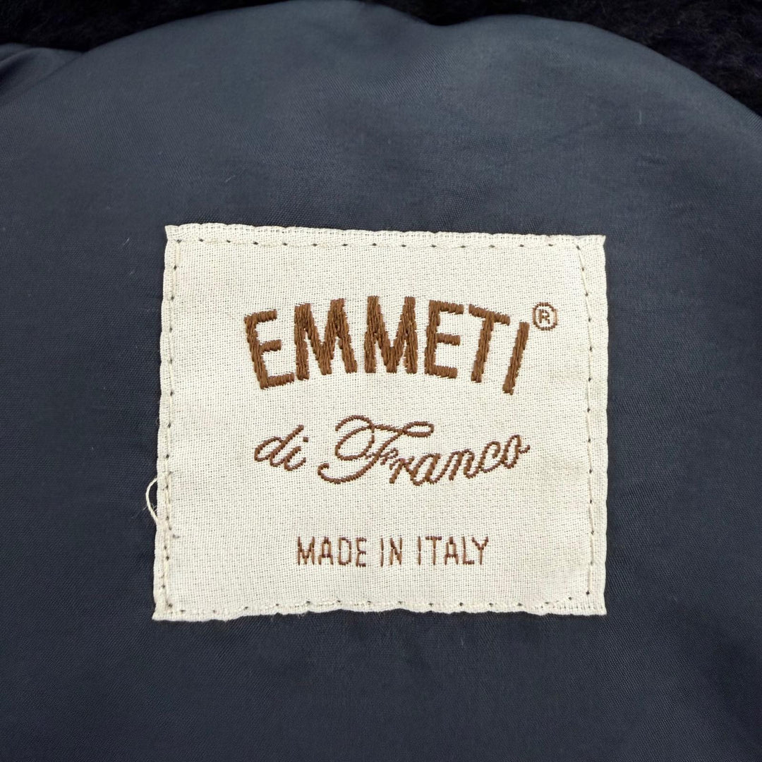 Great EMMETI down coat Knit-paneled long-length zip-up shearling coat Navy 40
